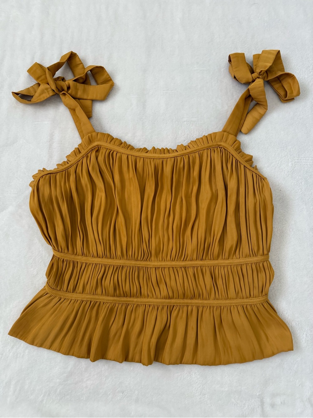 Rachel Zoe 2 Piece Mustard Pleated Skirt Set Tie Strap Boho Size M - Picture 5 of 10